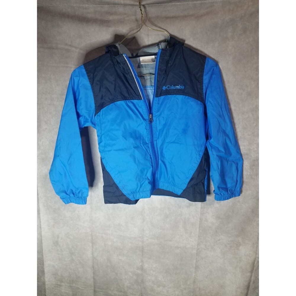 Columbia Boy's XXS 4/5 Windbreaker light weight Jacket Blue Long Sleeve Hooded